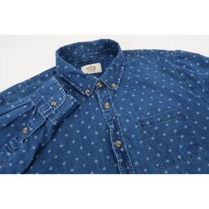 Marine Layer Washington Shirt Mens Medium Blue Chambray Button Down Long Sleeve‎